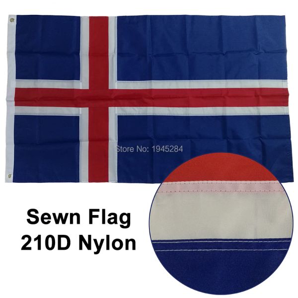 Accessoires brodés cousus drapeau islandais drapeau national islandais bannière de pays du monde tissu Oxford Nylon 3x5 pieds, livraison gratuite