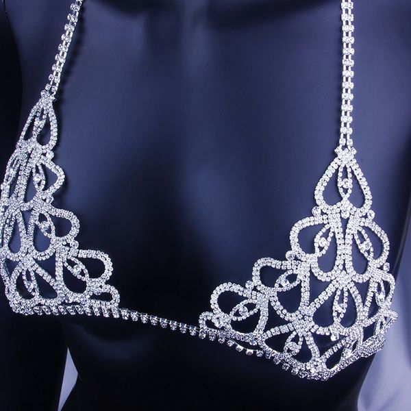 Accesorios Joyería europea y americana Cadena de cuerpo sexy Conjunto de lencería de lujo de diamantes de imitación Ins, Cadena de cuerpo de amor de club nocturno de celebridad neta