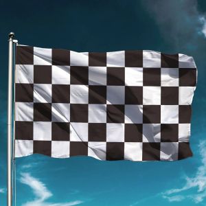 Accessoires F1 Drapeau Formule Racing Tenir Bannière Volant Polyester Étanche Extérieur Décor Décoration Mur Toile de Fond Cheer Noir Blanc Checker