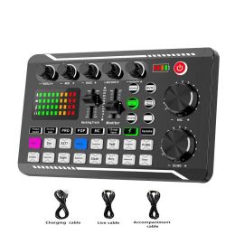 Accessoires F998 Bluetooth Sound Card Mixer Kit Studio Opname Telefoon Computer Live audiomixer PC Voice Mixing Console -versterker