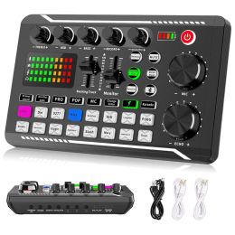 Accesorios F998 Live Sound Card Mezcador de audio Mixer, Cambiador de voz para el tablero de efectos de sonido para karaoke micrófono