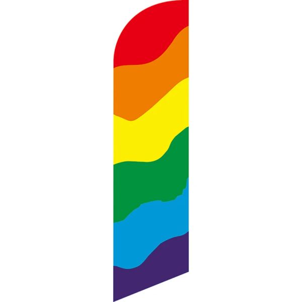Accesorios, venta directa de fábrica, bandera de plumas de arco iris personalizada, bandera de plumas de poliéster tejida de 110g, exterior de una sola cara