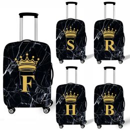 Accessoires Fashion Black Marble Crown Letter Bagage Sollicitatiebrief Een Z Crown -koffer dekt Elastische trolley case Protective Cover