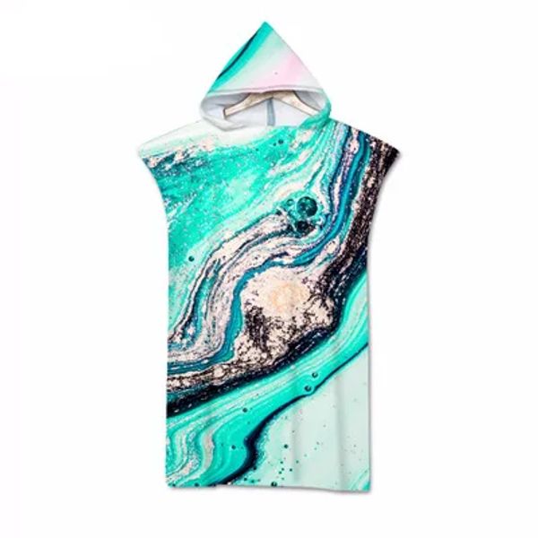 Accesorios Fashion Sea Waves Patrón de secado rápido Cambio de túnica Beach Toalla de baño con capucha de toalla de toalla de toalla con capas de baño para adultos