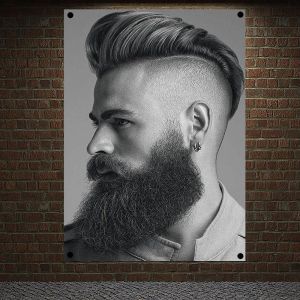 Accessoires de coiffures de barbe à la mode pour hommes, affiches murales, autocollant pour Salon de coiffure, Salon de coiffure, décoration de maison, peinture sur toile suspendue E5