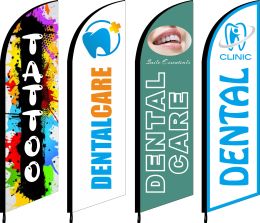 Accessoires Feather Flag Swoop Knife Beach Banner, tandartsen Dental Care mond Mondelinge kliniek Tattoo Art Studio Salon Beauty, Custom Print