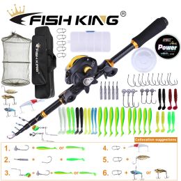 Accessoires Fish King Passing Kit complet Télescopic Sea Spinning Reel Lure Set Travel Fishing Gear Gear