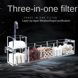 Accessoires Aquariumfilter 3 In1 Aquarium Kleine topfilterbox Aan de muur gemonteerde circulerende netto waterstroombox Aquariumfilteraccessoires