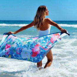 Accessoires Flamingo Beach Towel Double face imprimé serviette de plage Microfibre Microfibre Ultra absorbant Carré serviette solaire Châle de natation