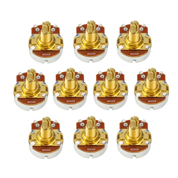 Accessoires Fleor 10pcs longs de potentiomètre de guitare à arbre divisé de longue durée A250K / B250K / A500K / B500K Les potentiomètres choisissent pour les pièces de guitare basse