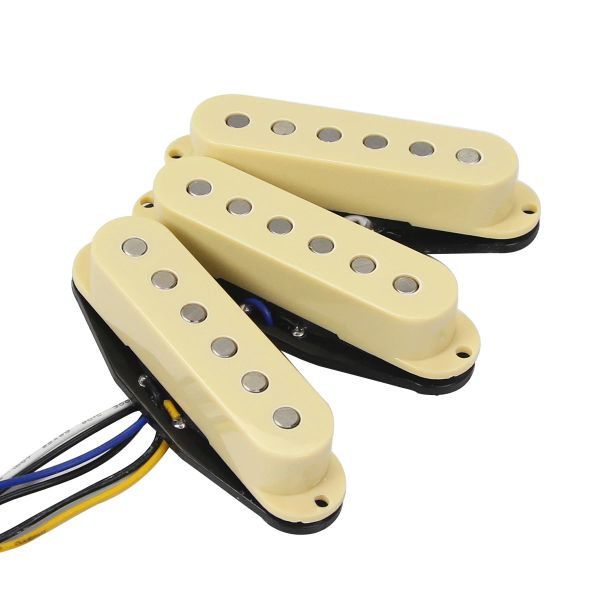 Accessoires fleor 3pcs crème vintage alnico 5 pick-ups de bobine simple cou de ponts de pont moyen set pôle plateau plat pour les pièces de guitare fd st