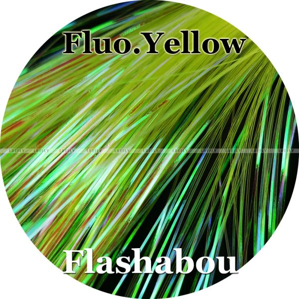 Accessoires couleur jaune fluorescent, 20 packs flashabou, micro, guirlandes holographiques, guirlandes métalliques mylar, flash plat, pêcheur à la gigue de jig