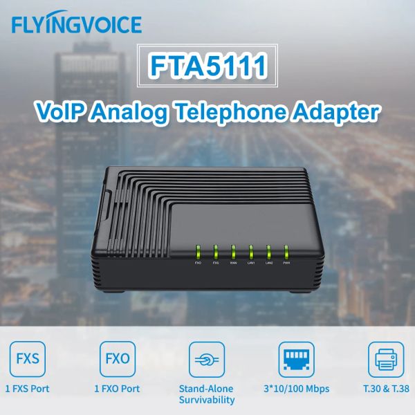 Accessoires Adaptateur VoIP VoIP Flying FTA5111 avec 1 FXS FXO PORT 1 SIP LINE VOIP ROUTER LE ROUTER LE TÉLÉPHONE ANALOG