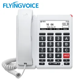 Accessoires FlyingVoice FIP12WP 3.5 "Téléphone IP 2line avec gros bouton conçu pour les seniors Prise en charge du réseau câblé et sans fil Connect