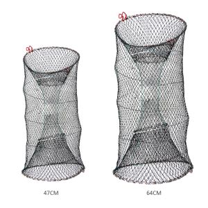 Accessoires appât pliable coulé titrage net net pêche portable atterrissage de crevettes nette cage pour le crabe d'écrevisses de poisson avec cercle flottant à corde à main