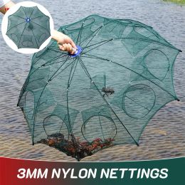 Accessoires Vouwen 420 gaten Visnet Trap Visaas Trap Gieten Netten voor krab rivierkreeft Garnalen Mesh Nylon Trap -kooien voor buiten