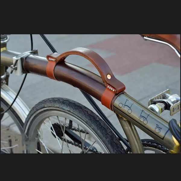 Accessoires Pliant Protection du cadre de sangle en cuir de vélo pour Brompton Poignée portable