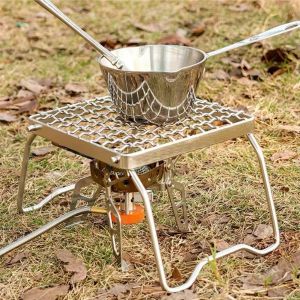 Accessoires Pliant Grill Gas Barbecue Tool BBQ OUTDOOR PORTABLE MINI CAMPFIRE POUR CAMPING PICNIQUE RAGNE SEPHANDE DE POVE DE BOIS en acier inoxydable