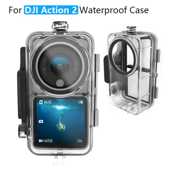 Accessoires pour DJI Action 2 Boîte de plongée du boîtier imperméable 45m Couverture de boîtier Caméra à double écran DJI Osmo Action 2 Accessoires de caméra