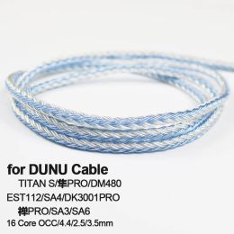 Accessoires pour câble DUNU TITAN S DM480 EST112 SA4 DK3001PRO SA3 SA6 16 écouteurs plaqués argent mise à niveau OCC 4,4 mm Balance 2,5 avec micro