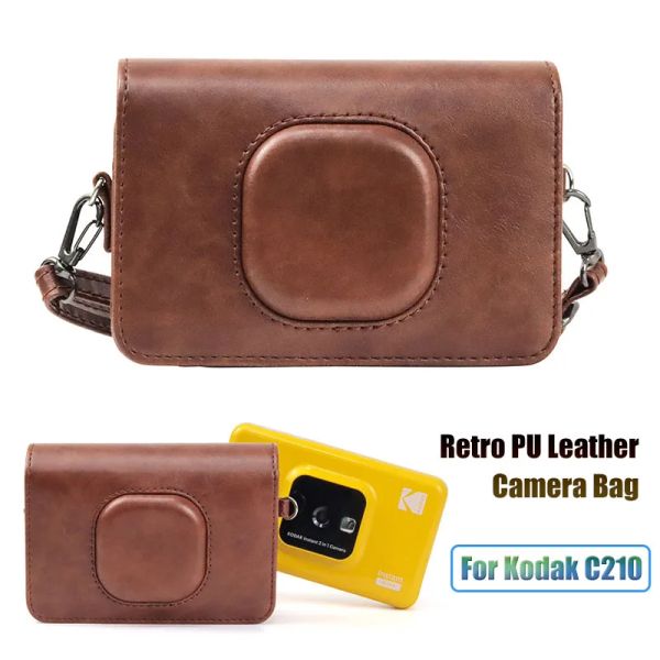 Accessoires pour Kodak C210 Retro Camera Case Portable PU PU Leather Protective Sacs avec bandoulière amovible vintage pour Mini Shot 2