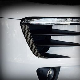 Accesorios para porsche macan 2014-2020 fibra de carbono faro delantero ceja tiras de ajuste exterior pegatinas modificadas estilo de coche