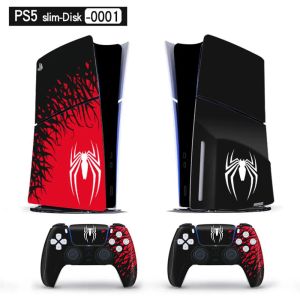 Accessoires pour PS5 Slim Playstation 5 Slim Disc CD Contrôlers Console Vinyl Sticker Skin Decal Cover Film de protection Antiscratch Spider