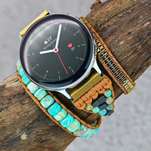 Accessoires voor Samsung Galaxy Watch 3 band 20 mm 22 mm 45 mm 46 mm voor Huawei horlogeband armband natuursteen vintage charme kralen polsbandjes
