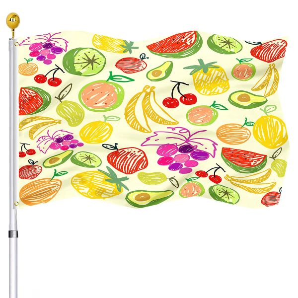 Accessoires Fruit coloré Doodle dessin animé motif décoration de la maison couleur vive raisin pastèque pomme banane drapeaux bannière avec œillets en laiton