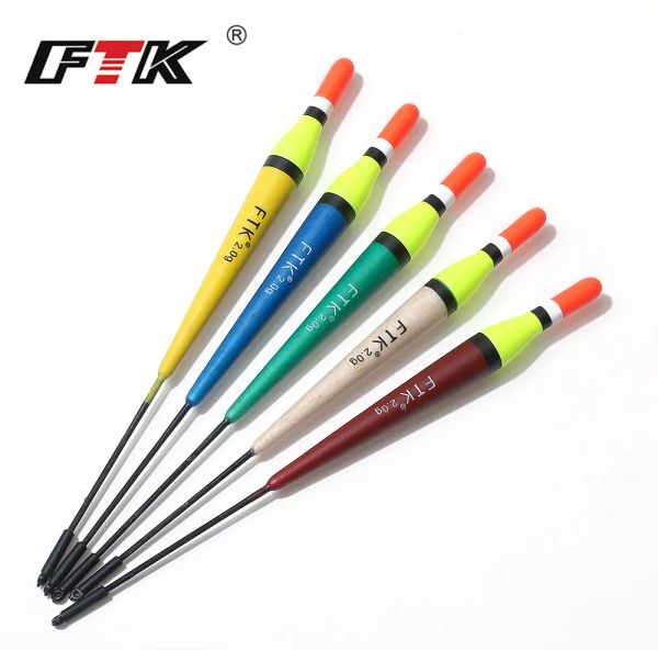 Accessoires FTK Barguzinsky Fir Light on the Dark 10pcs / Lot Fishing Float Longueur 14.517.5cm Float 2G6G Mélange Couleur pour la pêche à la carpe