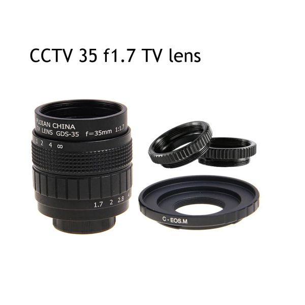 Accesorios Fujian 35 mm F1.7 CCTV TV Lente de película + Conte + Ring Ro para Canon EOS M6 Mark II M2 M3 M5 M10 M50 M100 M200 Cámara sin espejo