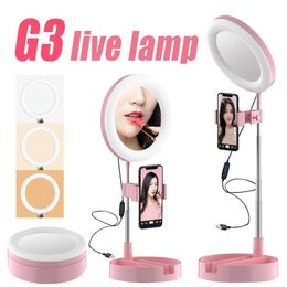 Accessoires G3 LED rétractable Selfie Light Light Dimmable Éclairage Trépied pour téléphonie mobile Photographie pour le maquillage en direct