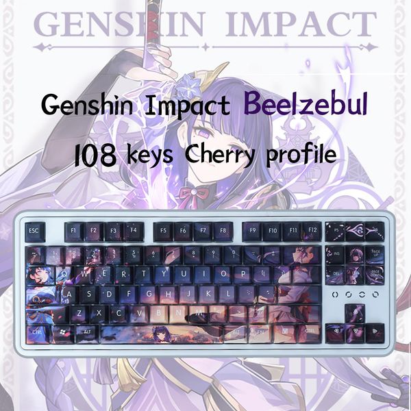 Accessoires Genshin Impact BEELZEBUL GAMING PBT KEYCAPS 108 CEYYS Profil Cherry MX Switch 61/87/104/108 Clavier mécanique