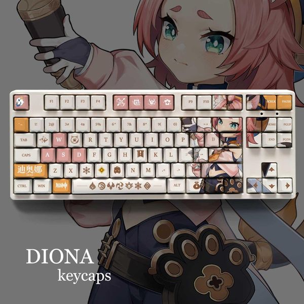 Accessoires Genshin Impact Theme Diona PBT Material Keycaps 108 touches définie pour le profil OEM du clavier mécanique uniquement Keycaps Manyudou