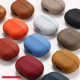 Accessoires Étui en cuir véritable pour HUAWEI Freebuds Pro, étui de luxe en cuir de vache à motif litchi pour écouteurs pour huawei freebuds pro2