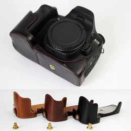 accessoires authentique en cuir réel protéger la poignée demi-cas pour la caméra Canon EOS 80D 70D