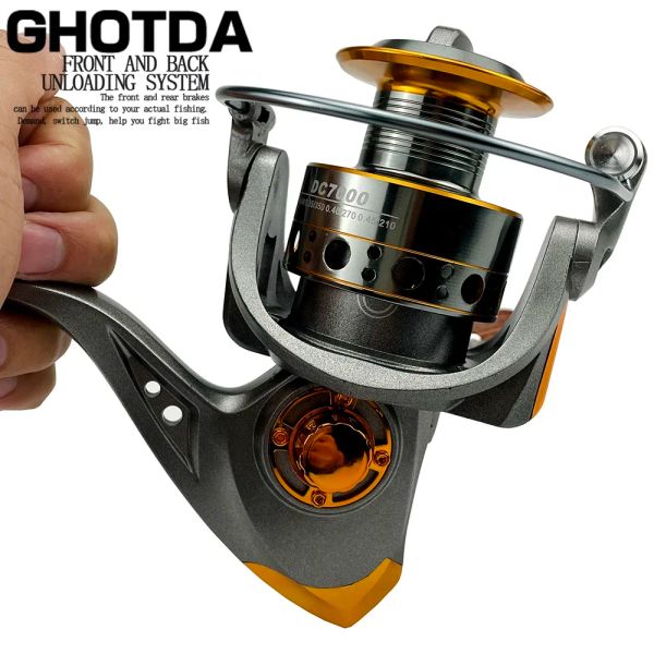 Accessoires Ghotda Fishing Spinning Reel Metal Boupon 5.2: 1 13BB BALLES ROULEURS TARP FISHE REEL DC10007000 Poignée en bois Tackle de mer