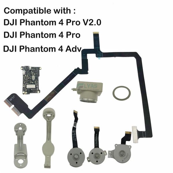 Accessoires pièce de caméra à cardan pour DJI Phantom 4 Pro/Adv/V2.0 moteur Yaw/Roll/Pitch/bras câble plat flexible cadre de caméra lentille carte d'alimentation en verre