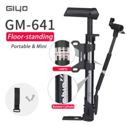 Accessoires Giyo Pompe à pneus de vélo de plancher avec jauge 140psi haute pression portable Pump à main