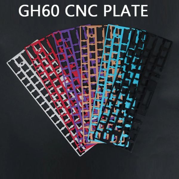 Accesorios GK61 GK64 Teclado mecánico CNC Dibujo de latón Placa de posicionamiento de concurrencia para GH60 60% DIY del teclado