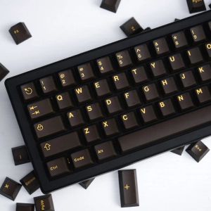 ACCESSOIRES GMK Black Gold SemitRansparent Hero 120 Key ABS KEYCAPS Double Shot Cherry Profil adapté au clavier mécanique Keycap 61