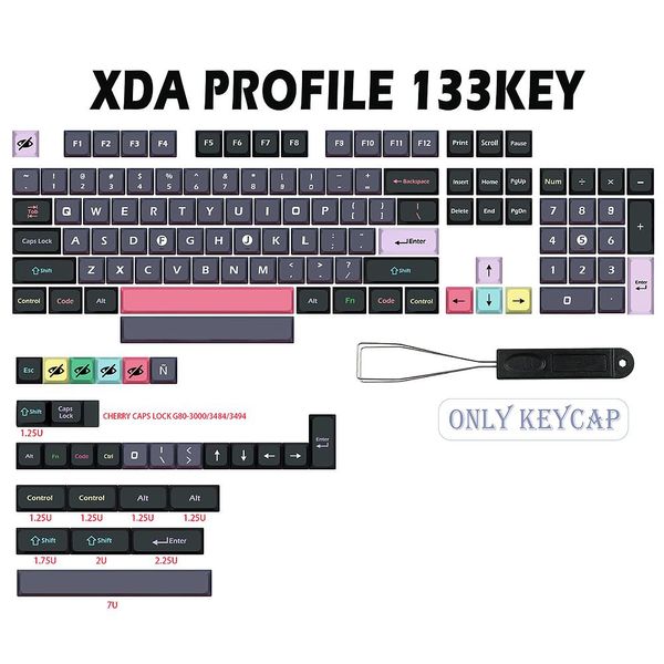 Accesorios GMKKEY Dracula Keycaps XDA DYESUB Key Cap para dz60/RK61/gk64/68/75/84/980/104 Teclado mecánico gmk Keycap 7u Barra espaciadora