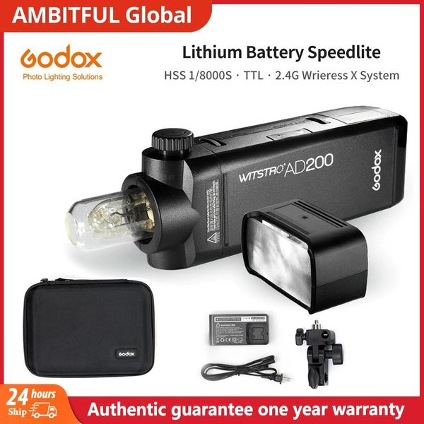 Accessoires Godox Ad200 200ws Ttl 2.4g Hss 1/8000s lampe de poche extérieure Double tête avec batterie au Lithium 2900 mah lampe de poche Flash