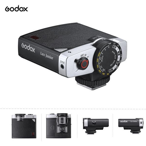 accesorios Godox Lux Junior Retro Camera Flash Gn12 6000k Automanual 28mm Longitud focal para cámaras Canon Nikon Sony Fuji Olympus Hotshoe