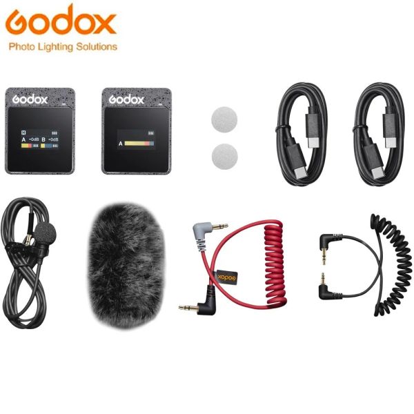 Accessoires Godox MoveLink II M1 Système de microphone sans fil compact pour les caméras smartphones avec 3,5 mm (2,4 GHz, noir)