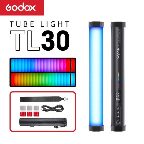 Accesorios Godox TL30 Pavo Tube Light RGB Fotografía en color Light Stick de luz portátil con aplicación Control remoto para fotos Video Movie Vlog