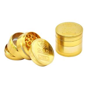 Accessoires Gold Grinder Coin Patroon Zink Legering Metaal Smoke Herb 4 lagen 40 mm Sigaretten Tabak Spice Crusher Rooking Drop Lever Dhrip