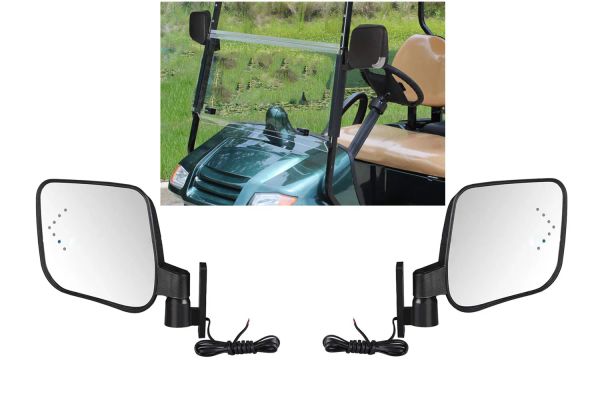 Accessoires rétroviseur pour voiturette de golf avec clignotant LED |Rétroviseur latéral pour chariot de golf avec signal LED, compatible avec EZGO Club Car Yamaha, etc.