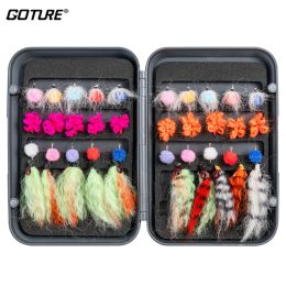 Accessoires Goture 30/40/76pcs Insecten vliegen vliegvissen Lures Waterdichte vliegdoos droog/natte vliegen nimfen vliegen streamer vliegen forel bassen lokaas