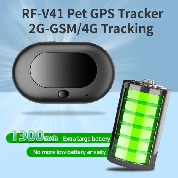 Accesorios GPS Pet Tracker Locutador de mascotas RFV41 Voice Monitor Pet Pet GPS Mini Tracker IP67 Batería impermeable de 1300 mAh 2GGSM/4G